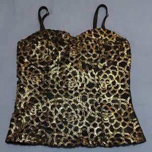 Body Central Black and Gold Lace Crop Top